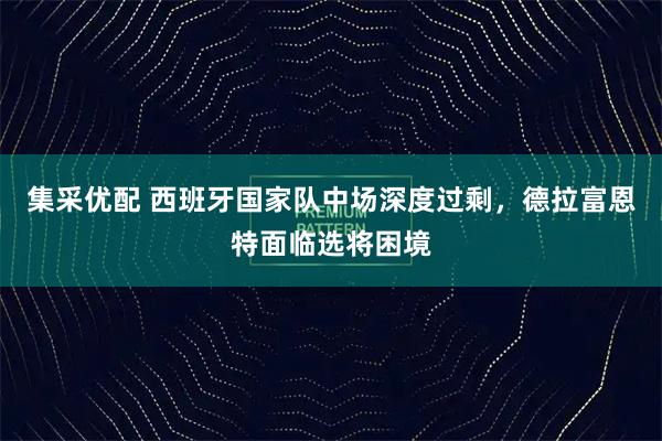 集采优配 西班牙国家队中场深度过剩，德拉富恩特面临选将困境
